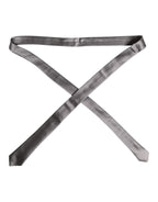 Metallic Silver Silk Adjustable Necktie Tie
