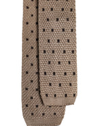 Beige Polka Dot Silk Adjustable Necktie Tie