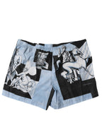 Blue Statue Print Cotton Mens Shorts