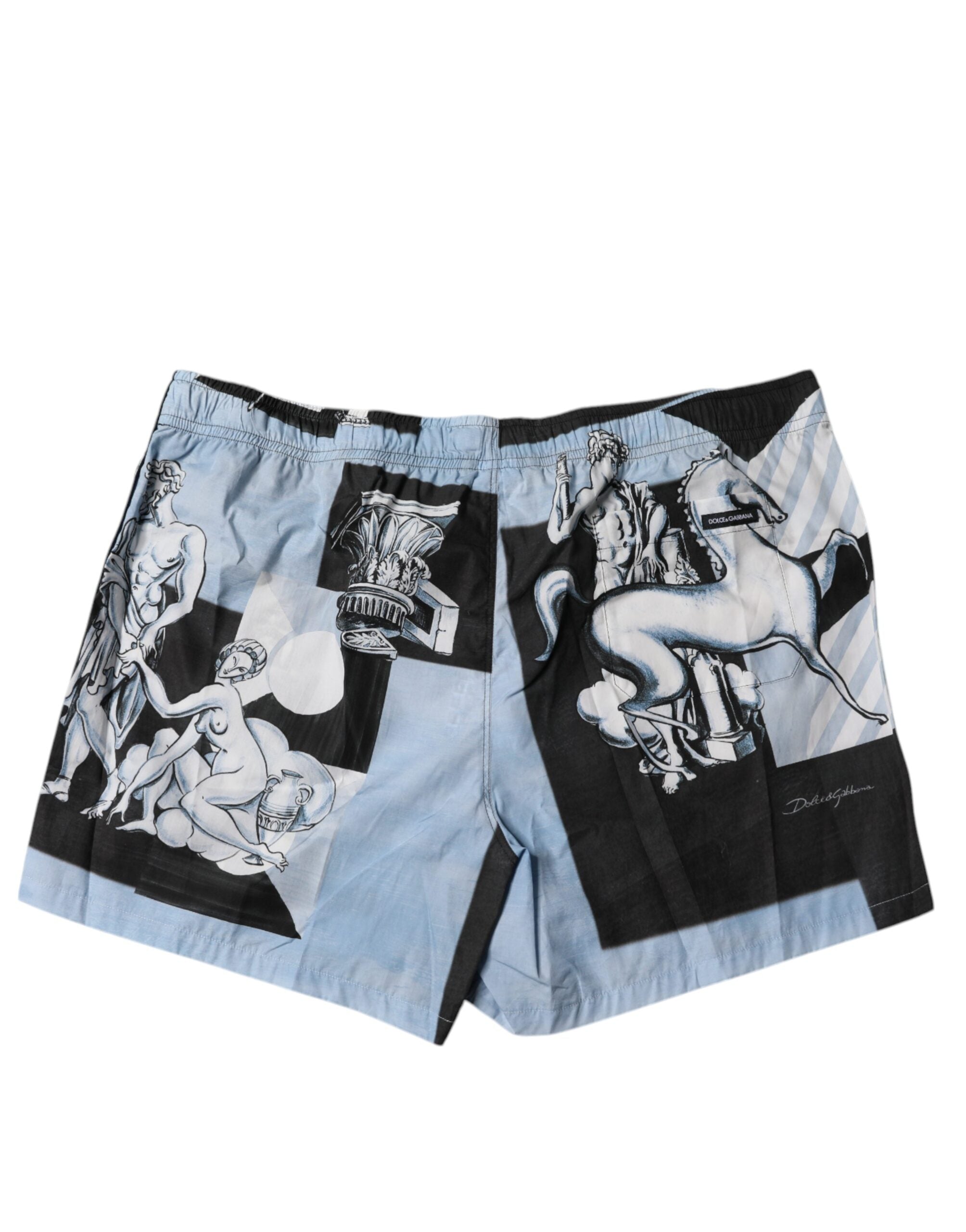 Blue Statue Print Cotton Mens Shorts