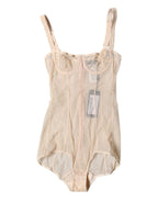 Beige Tulle Balconette Bra Bodysuit Underwear
