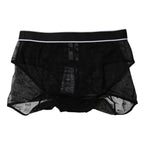 Black Tulle Nylon Mid Waist Panty Underwear