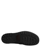 Black Pony Style Leather Mid Calf Boots Shoes