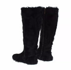 Black Xiangao Lamb Fur Leather Boots Shoes