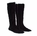 Black Xiangao Lamb Fur Leather Boots Shoes
