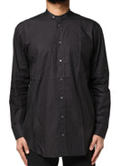 Black Cotton Button Down Men Casual Shirt