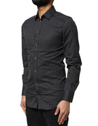 Black GOLD Patterned Cotton Men Dress Shirt