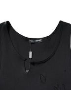 Black Cotton Rip Style Sleeveless Men Tank T-shirt