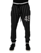 Black White Stripes Jogger Sweatpants Pants