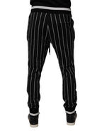 Black White Stripes Jogger Sweatpants Pants