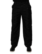 Black Logo Monogram Straight Pants