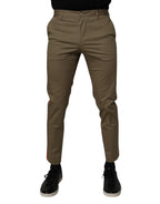 Dark Khaki Cotton Tapered Pants