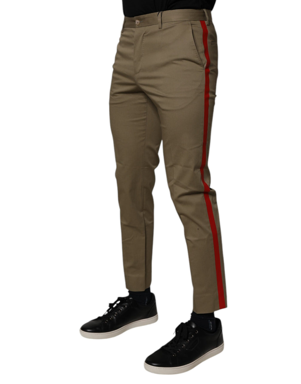 Dark Khaki Cotton Tapered Pants