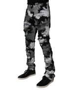 Multicolor Camouflage Tattered Skinny Denim Jeans