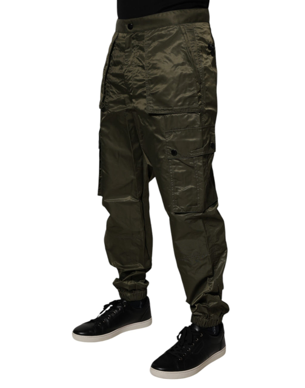Dark Green Nylon Cargo Pants