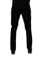 Black Floral Cotton Skinny Men Denim Jeans