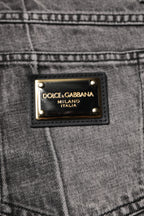 Two Tone Gray Cotton Denim Jeans