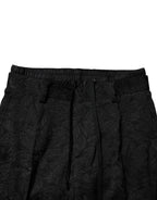 Black Brocade Polyester Skinny Dress Pants