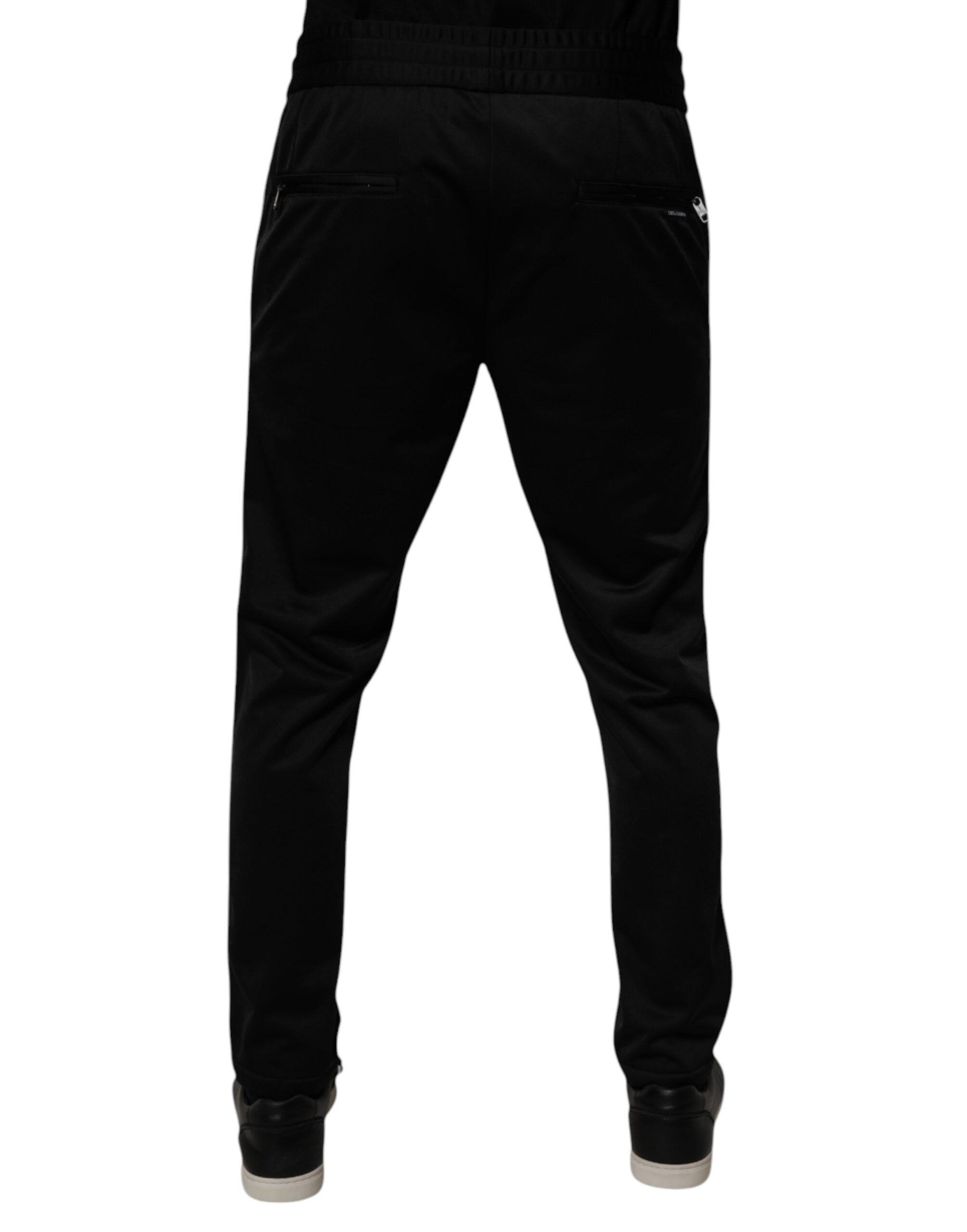 Black Polyester Men Jogger Sweatpants Pants