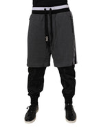 Black Gray Cotton Layered Men Sweatpants Pants