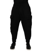 Black Cotton Men Cargo Jogger Sweatpants Pants