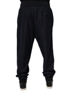 Black Jacquard Cotton Jogger Sweatpants Pants