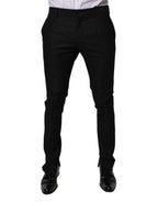 Black Virgin Wool MenSkinny Dress Formal Pants