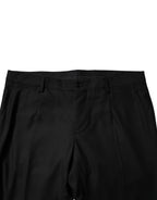 Black Virgin Wool MenSkinny Dress Formal Pants