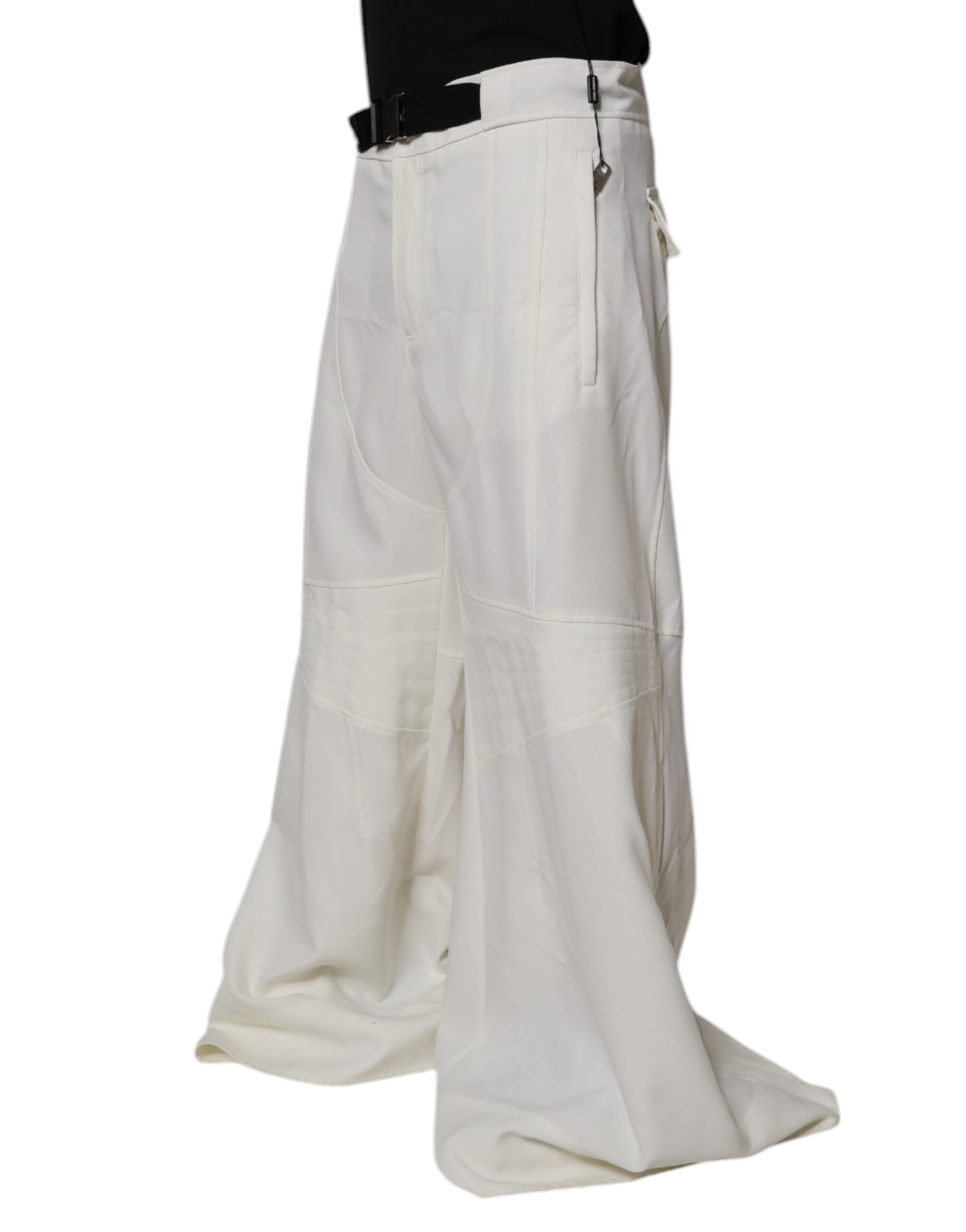 White Mid Waist Wide Leg Pants
