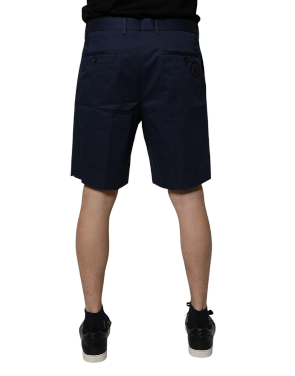 Dark Blue Cotton Mid Waist Men Bermuda Shorts