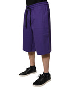 Purple Cotton Men Bermuda Sweatshorts Shorts