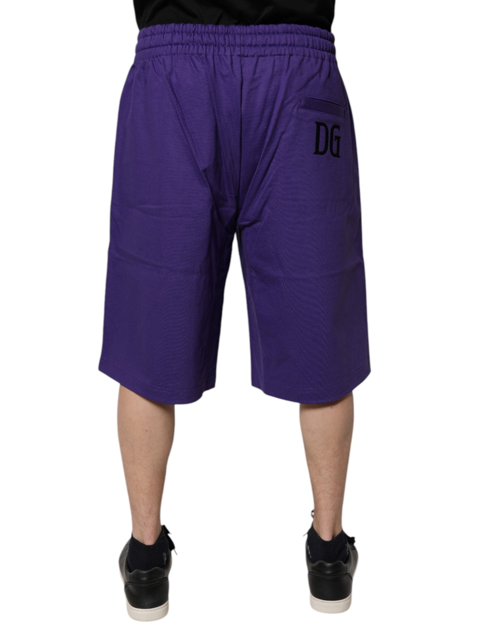 Purple Cotton Men Bermuda Sweatshorts Shorts