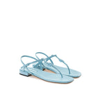 Blue Patent Leather Flip-Flop Sandals