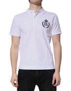 White Cotton Crown Collared Men Polo T-shirt