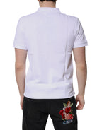 White Cotton Crown Collared Men Polo T-shirt