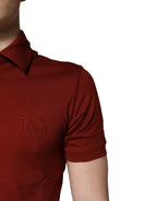 Red Cotton DG Logo Collared Men Polo T-shirt