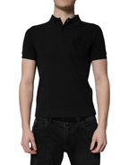 Black Cotton DG Logo Collared Polo T-shirt