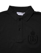 Black Cotton DG Logo Collared Polo T-shirt