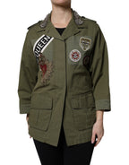 Military Green Queen Embellished Coat Jacket