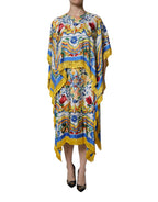 Multicolor Majolica Kaftan Short Sleeves Maxi Dress