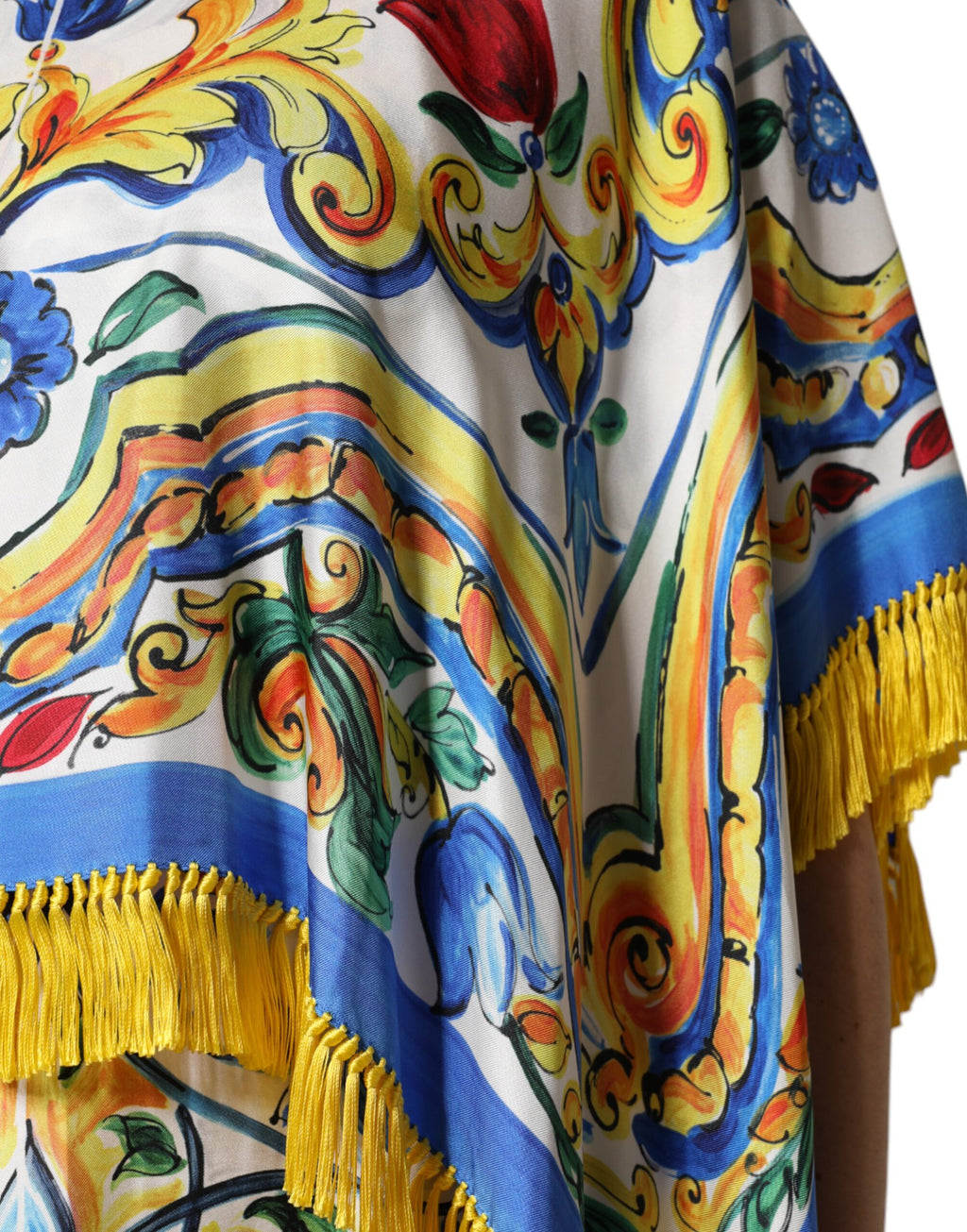 Multicolor Majolica Kaftan Short Sleeves Maxi Dress