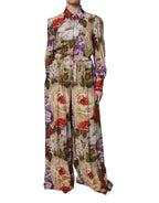 Multicolor Floral Wide Leg Jumpsuit Dress