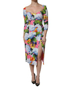 Multicolor Floral Side Slit Midi Dress