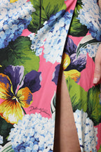 Multicolor Floral Side Slit Midi Dress