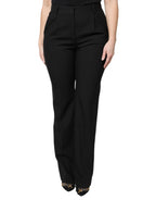 Black Wool High Waist Boot Cut Dress Pants