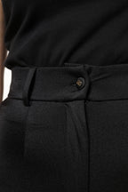Black Nylon High Waist Slim Fit Pants