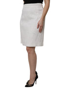 White High Waist Knee Length Pencil Skirt