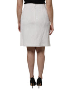 White High Waist Knee Length Pencil Skirt