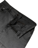 Gray Cotton Stretch Mid Waist Denim Mini Skirt