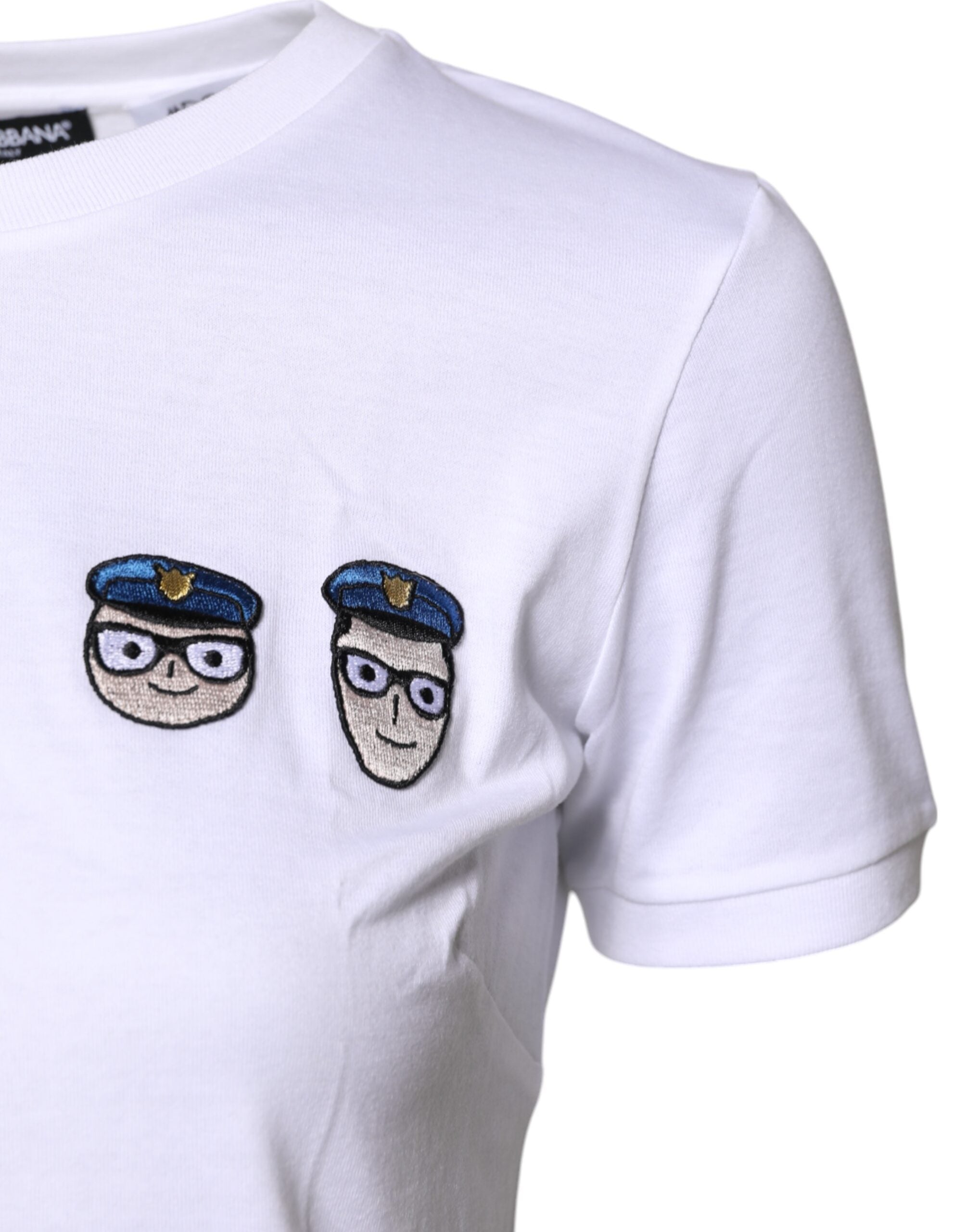 White #DGFamily Cotton Crew Neck T-shirt